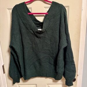 Hunter Green Off The Shoulder Sweater